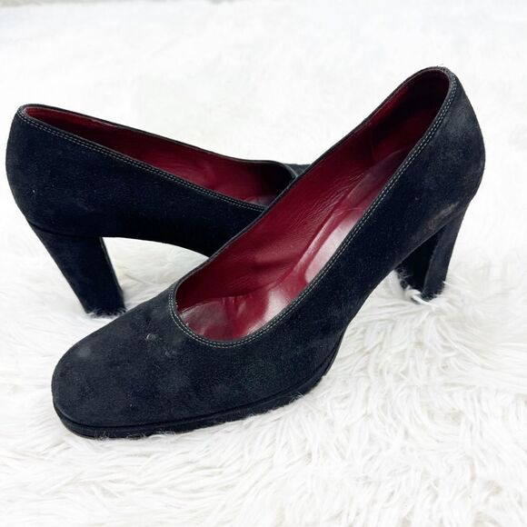 Hobbs London Round Toe Block Heel Suede Pumps Shoes - Picture 1 of 10